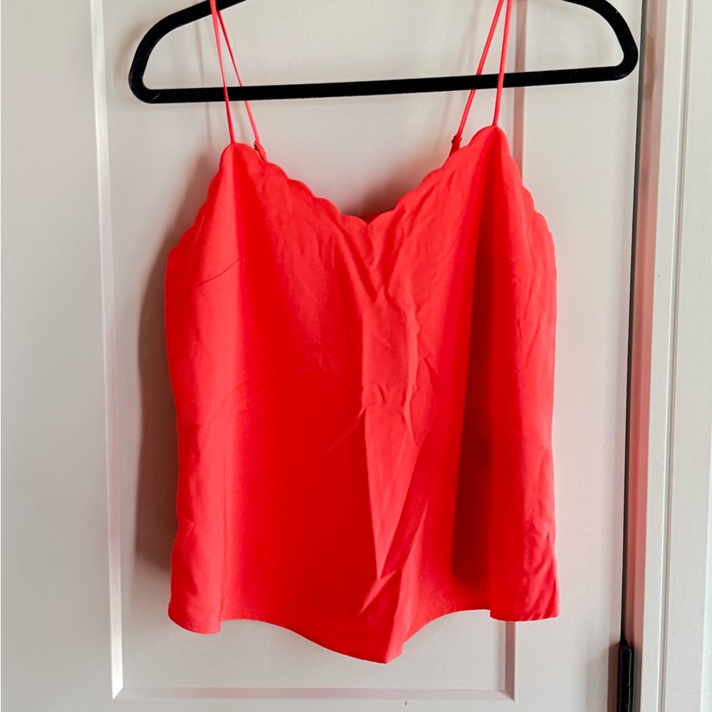 J. Crew Vibrant Coral Scalloped Camisole